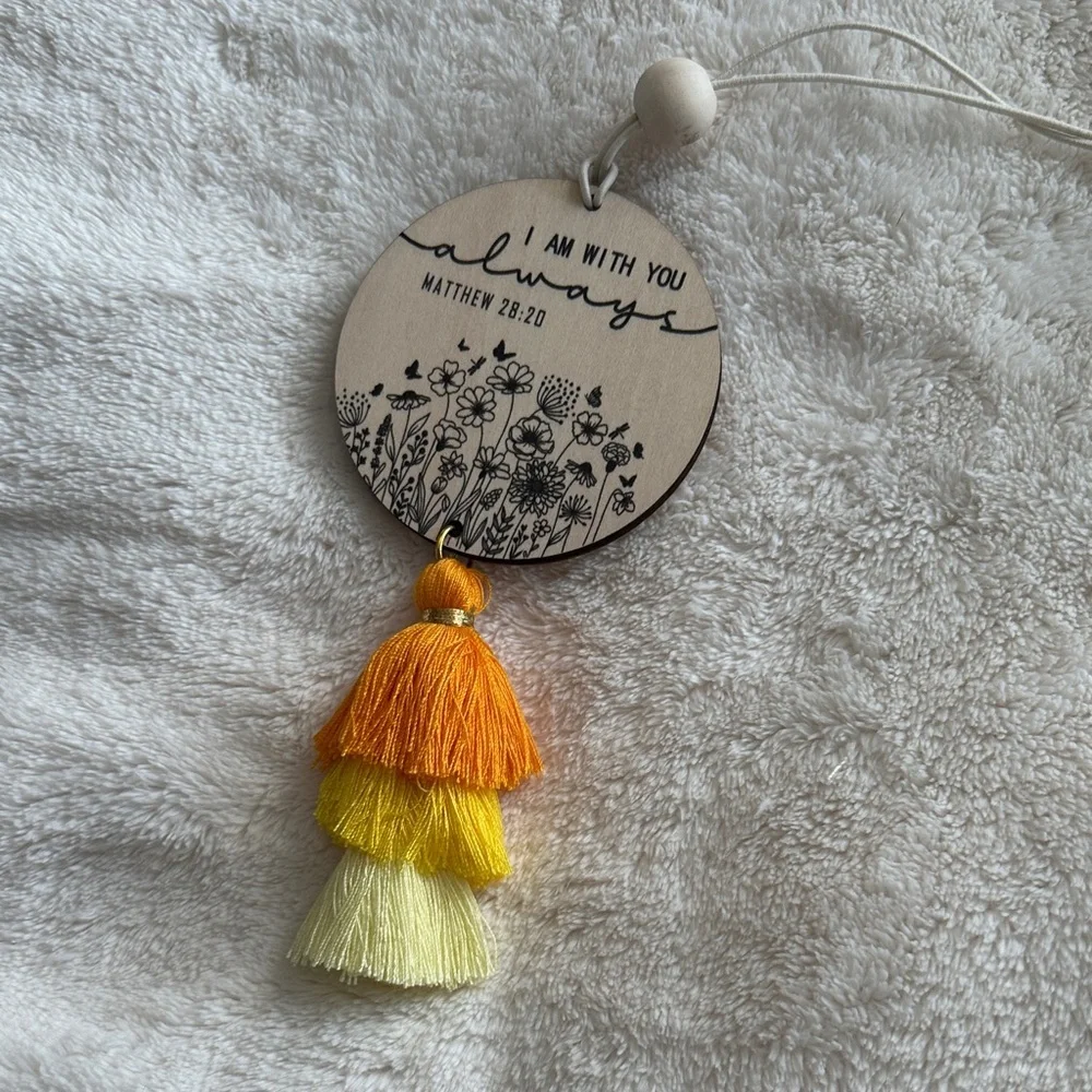 Inspirational Scripture Rear View Mirror Hanging Daily Inspiration with Tassels